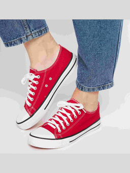 MOZAFIA - Women Red Casual Comfortable Lifestyle Ankle Sneakers