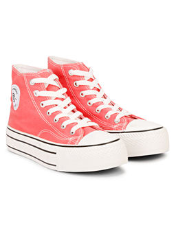 MOZAFIA - Women Pink Casual Comfortable Lifestyle Mid Top Sneakers