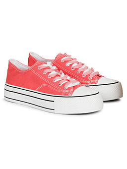 MOZAFIA - Women Pink Casual Comfortable Lifestyle Ankle Sneakers