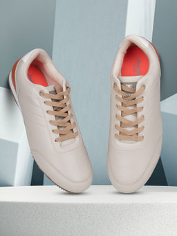 EZOK - Mens Beige Stylish and Comfortable Lace-Up Sneakers