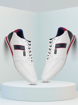 EZOK - Mens White Stylish and Comfortable Lace-Up Sneakers