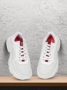 EZOK - Mens White Stylish and Comfortable Lace-Up Sneakers