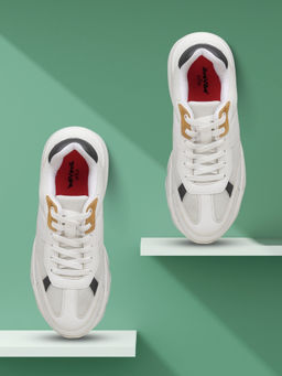 EZOK - Mens White Stylish and Comfortable Lace-Up Sneakers