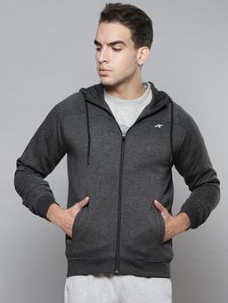 Alcis - Men Grey Melange Solid Cotton Sporty Jacket