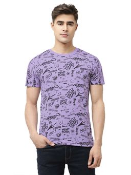 LEOTUDE - Men Purple All-Over Print Regular Fit T-shirt