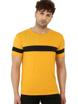 LEOTUDE - Men Yellow Stripes Regular Fit T-shirt