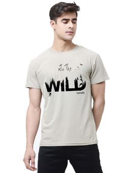 LEOTUDE - Men Grey Wild Jungle Printed Regular Fit T-shirt