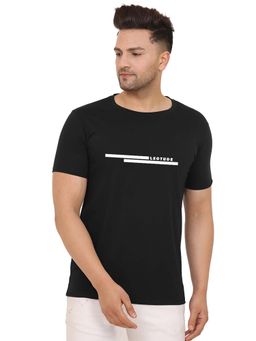LEOTUDE - Men Black Regular Fit Half Sleeves T-shirt