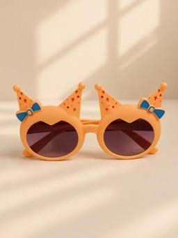 DukieKooky - Kids Unisex Peach & Black UV Protected Round Sunglasses (DKSG633E)