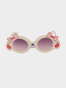 DukieKooky - Kids Unisex White & Black UV Protected oval Sunglasses (DKSG636A)