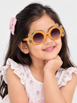 DukieKooky - Kids Unisex Yellow & Black UV Protected oval Sunglasses (DKSG636D)