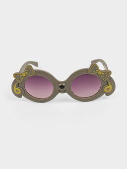 DukieKooky - Kids Unisex Green & Black UV Protected oval Sunglasses (DKSG636E)