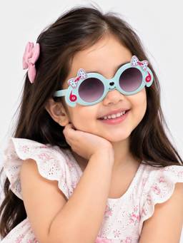 DukieKooky - Kids Unisex Sky Blue & Black UV Protected oval Sunglasses (DKSG636F)