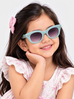 DukieKooky - Kids Unisex Sky Blue & Black UV Protected Wayfarer Sunglasses (DKSG637A)