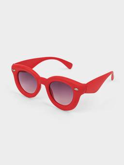 DukieKooky - Kids Unisex Red & Black UV Protected Wayfarer Sunglasses (DKSG637B)