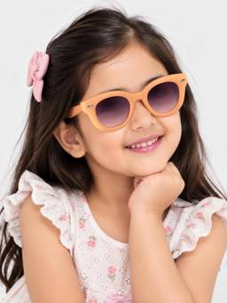 DukieKooky - Kids Unisex Peach & Black UV Protected Wayfarer Sunglasses (DKSG637C)