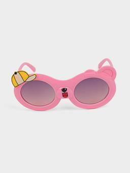 DukieKooky - Kids Unisex Pink & Black UV Protected Round Sunglasses (DKSG638D)