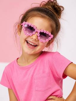 DukieKooky - Kids Unisex Pink & Black UV Protected Cateye Sunglasses (DKSG641D)