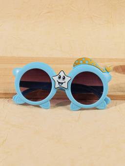 DukieKooky - Kids Girl Blue & Black UV Protected oval Sunglasses (DKSG645B)