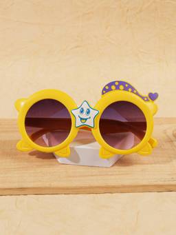 DukieKooky - Kids Girl Yellow & Black UV Protected oval Sunglasses (DKSG645F)