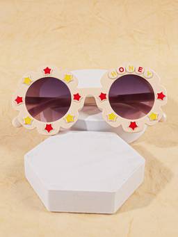 DukieKooky - Kids Girl Cream & Black UV Protected Round Sunglasses (DKSG648A)