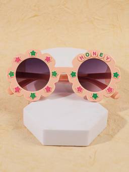 DukieKooky - Kids Girl Peach & Black UV Protected Round Sunglasses (DKSG648E)