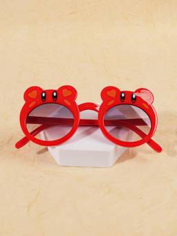 DukieKooky - Kids Girl Red & Black UV Protected Round Sunglasses (DKSG651B)
