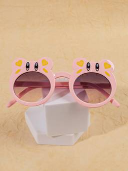 DukieKooky - Kids Girl Baby Pink & Black UV Protected Round Sunglasses (DKSG651D)