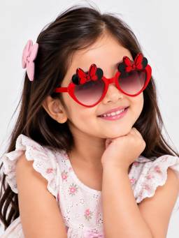 DukieKooky - Kids Unisex Red & Black UV Protected Cateye Sunglasses (DKSG653C)