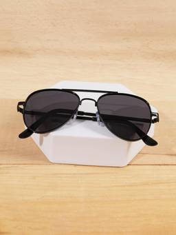 DukieKooky - Kids Unisex Black & Black UV Protected Aviator sunglasses (DKSG723A)
