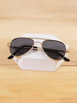 DukieKooky - Kids Unisex Golden & Green UV Protected Aviator sunglasses (DKSG723B)