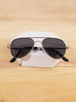 DukieKooky - Kids Unisex Silver & Black UV Protected Aviator sunglasses (DKSG723C)
