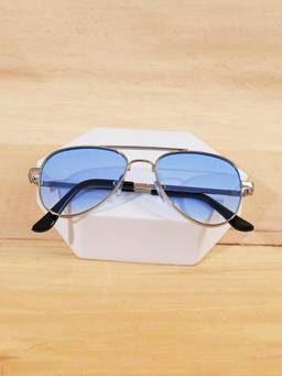 DukieKooky - Kids Unisex Silver & Blue UV Protected Aviator sunglasses (DKSG723I)