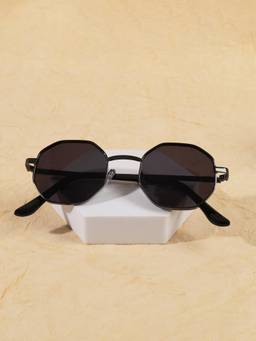 DukieKooky - Kids Unisex Black & Black UV Protected Square Sunglasses (DKSG724A)