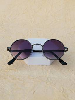 DukieKooky - Kids Unisex Black & Purple UV Protected Round Sunglasses (DKSG725E)