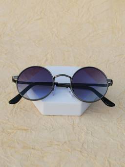 DukieKooky - Kids Unisex Black & Blue UV Protected Round Sunglasses (DKSG725F)