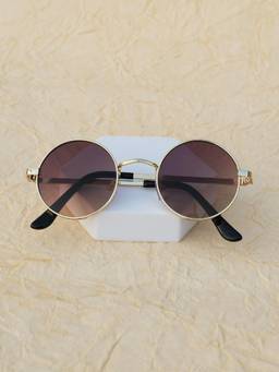 DukieKooky - Kids Unisex Golden & Brown UV Protected Round Sunglasses (DKSG725G)