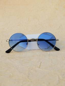 DukieKooky - Kids Unisex Silver & Blue UV Protected Round Sunglasses (DKSG725I)