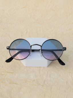 DukieKooky - Kids Unisex Black & Green UV Protected Round Sunglasses (DKSG725K)