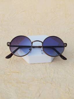 DukieKooky - Kids Unisex Silver & Blue UV Protected Round Sunglasses (DKSG725N)