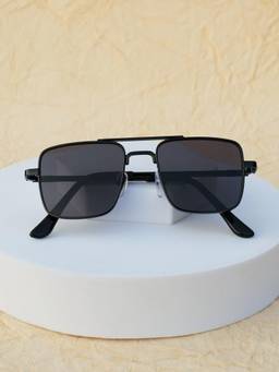 DukieKooky - Kids Unisex Black & Black UV Protected Square Sunglasses (DKSG726A)