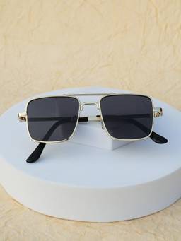 DukieKooky - Kids Unisex Golden & Green UV Protected Square Sunglasses (DKSG726B)