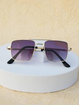 DukieKooky - Kids Unisex Golden & Purple UV Protected Square Sunglasses (DKSG726D)