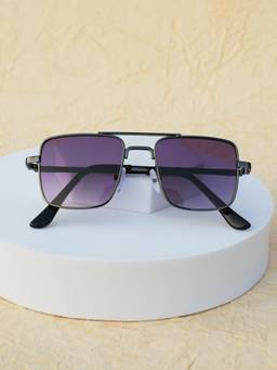 DukieKooky - Kids Unisex Black & Purple UV Protected Square Sunglasses (DKSG726E)