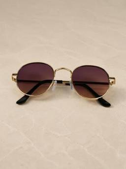 DukieKooky - Kids Unisex Golden & Brown UV Protected Round Sunglasses (DKSG727G)