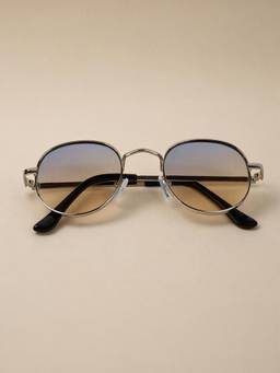 DukieKooky - Kids Unisex Silver & Orange UV Protected Round Sunglasses (DKSG727J)