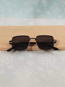DukieKooky - Kids Unisex Black & Black UV Protected Square Sunglasses (DKSG728A)