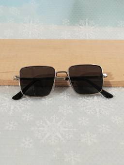 DukieKooky - Kids Unisex Silver & Black UV Protected Square Sunglasses (DKSG728C)