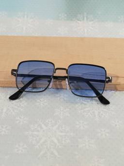 DukieKooky - Kids Unisex Black & Blue UV Protected Square Sunglasses (DKSG728L)