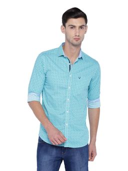 Allen Solly - Men Blue Slim Fit Print Full Sleeves Casual Shirt